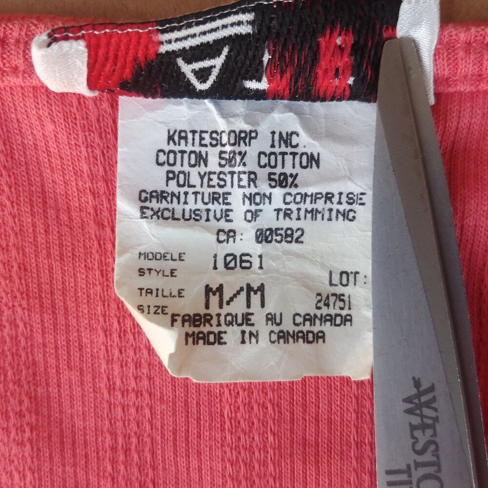 Vintage cotton blend embroidered knit top coral pink floral embroidery M… - Picture 10 of 11